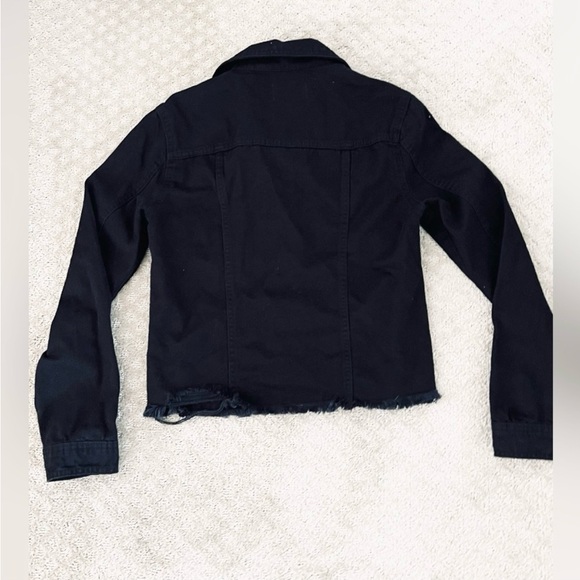 For The Republic Black Raw Hem Denim Jacket - Picture 2 of 12